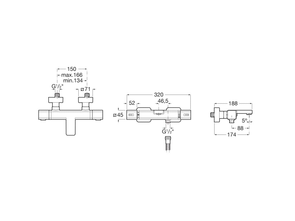 Roca - Robinet de douche carré T-1000 A5A121AC00 avec bec