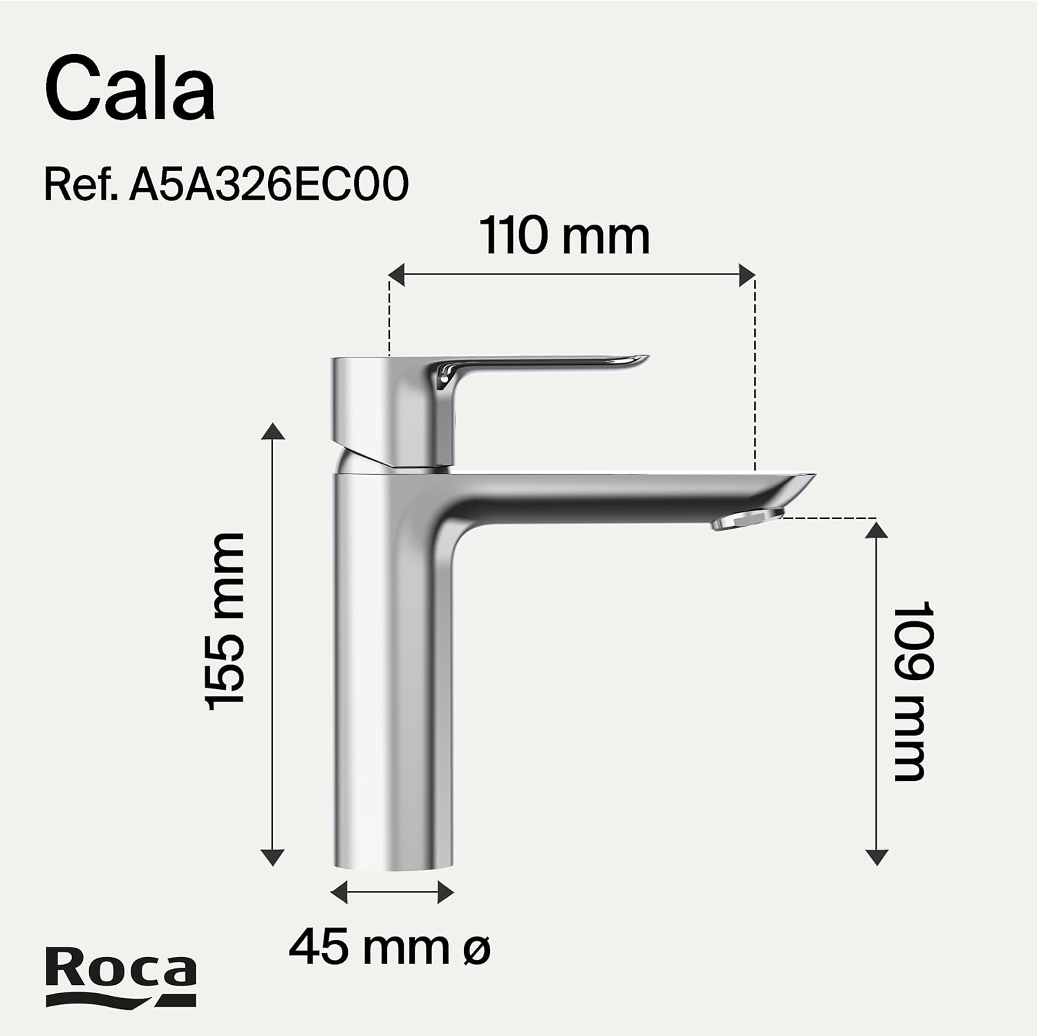 Roca - Mezclador monomando para lavabo Cala A5A326EC00