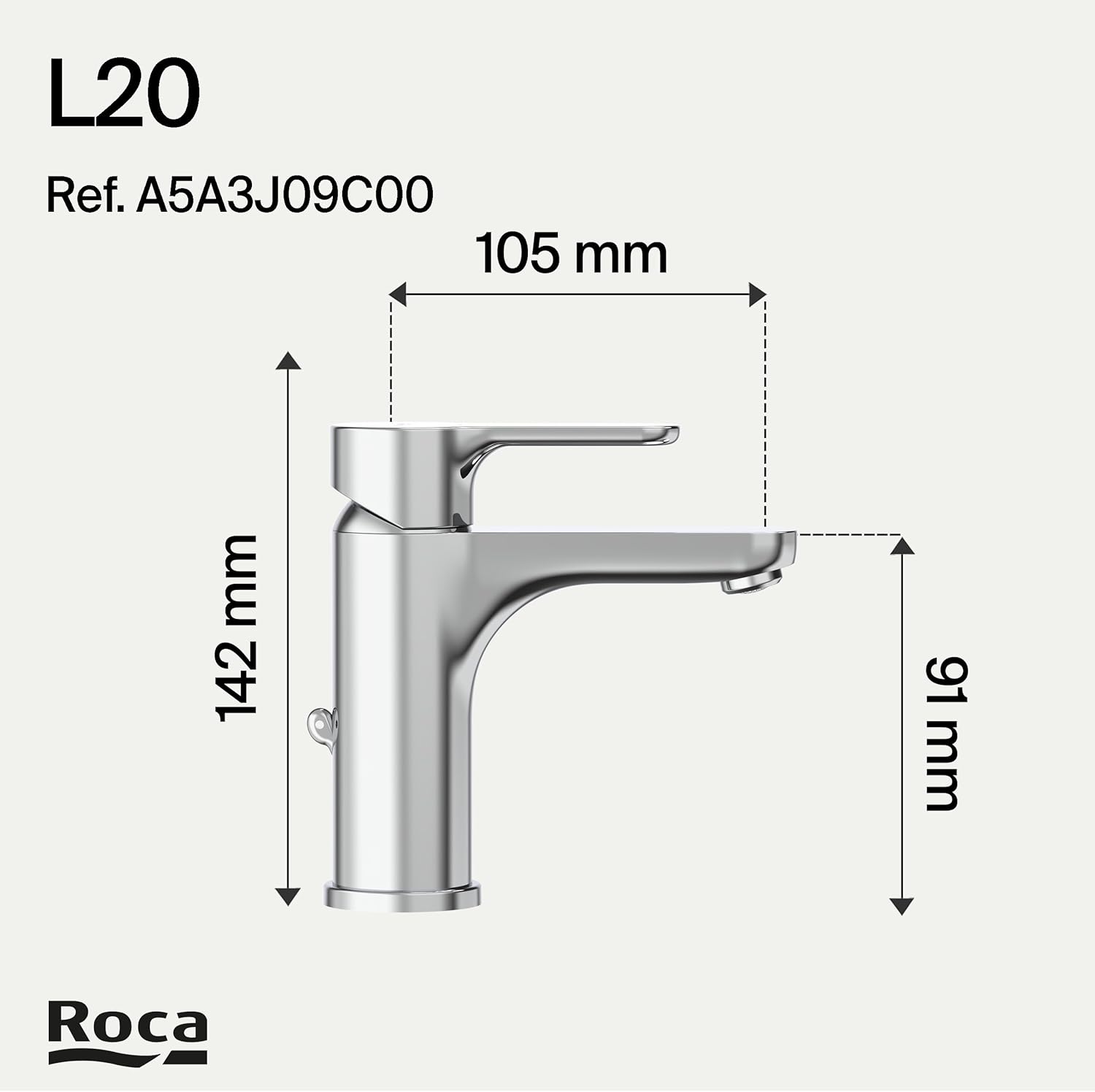 Roca - Rubinetto per lavabo L20 A5A3J09C00