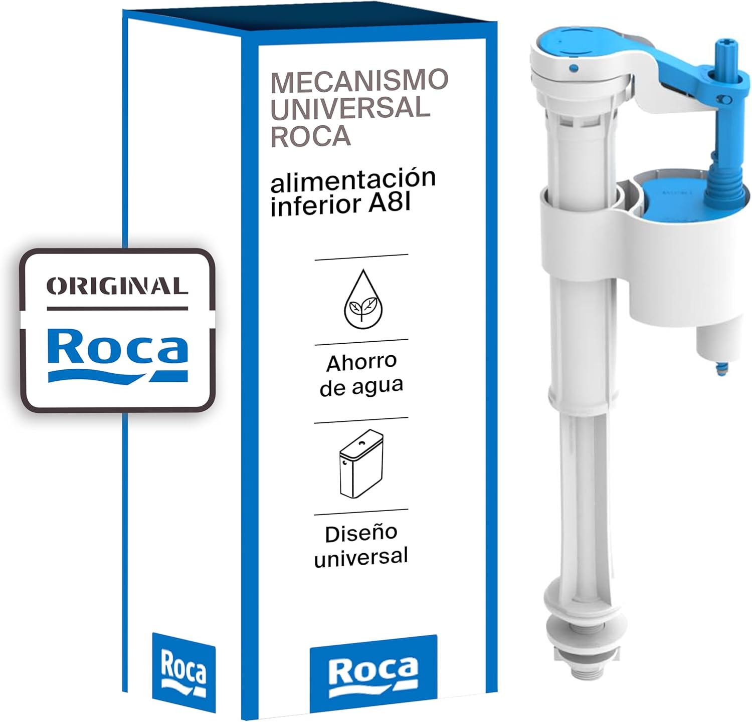 Roca - Juego completo de mecanismo de alimentación lateral y mecanismo de doble descarga. Compacto. A822508900