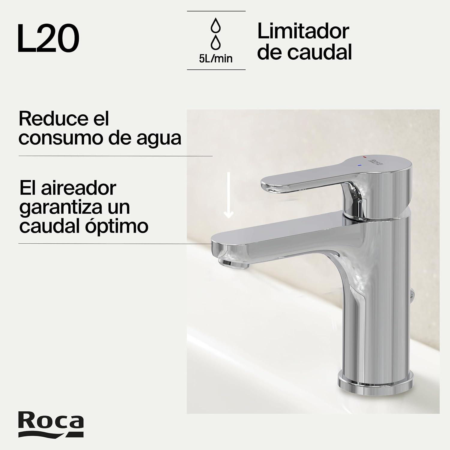 Roca - Rubinetto per lavabo L20 A5A3J09C00