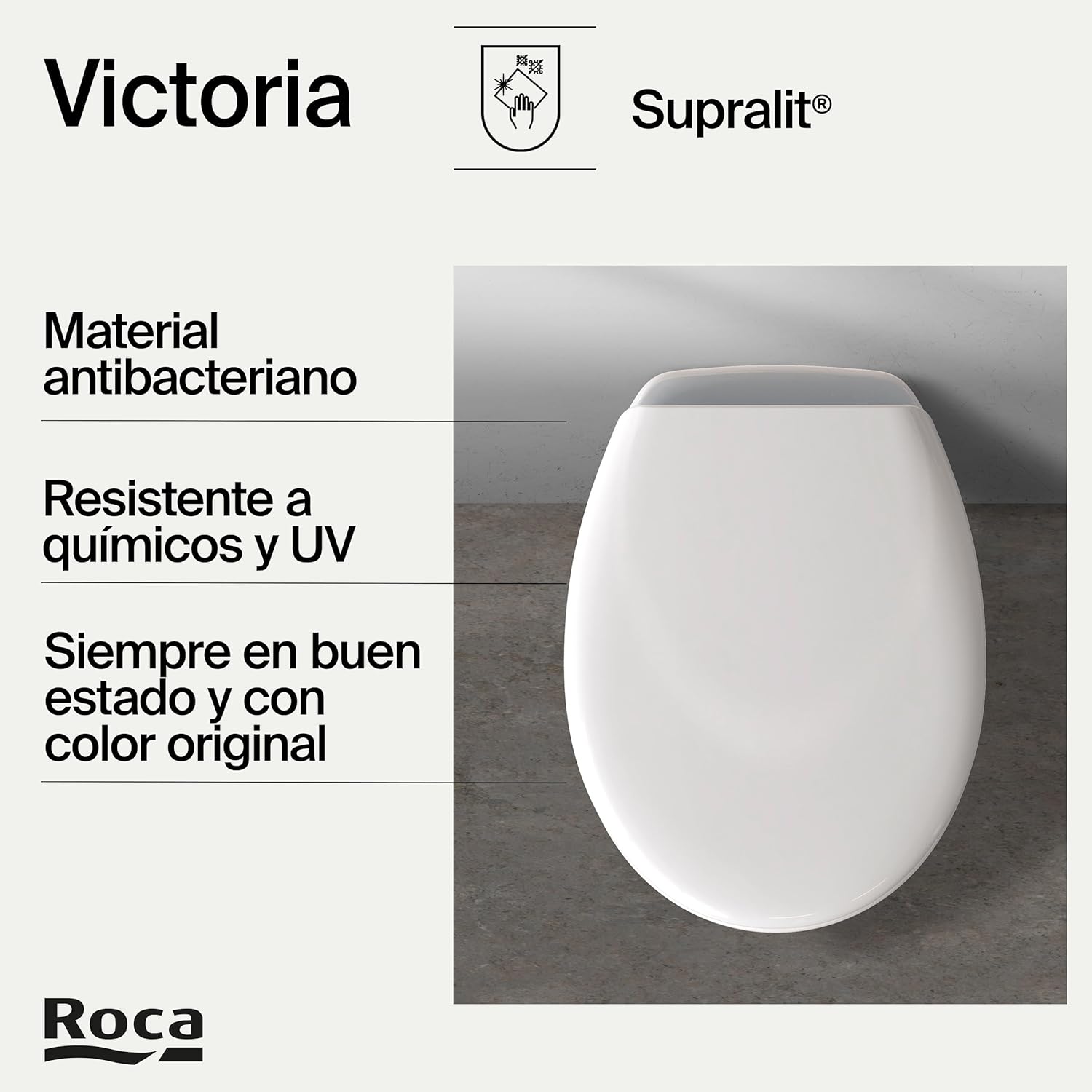 Roca - Abattant et couvercle SUPRALIT® avec mécanisme de fermeture amortie Victoria A801B6200B 
