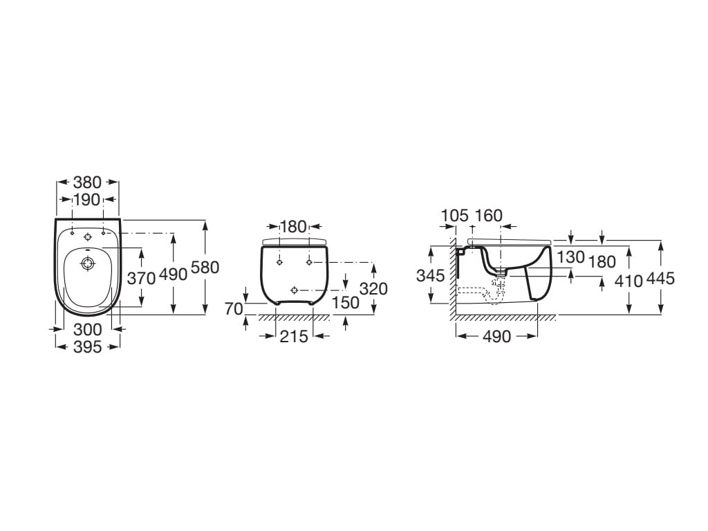 Roca - Bidé Beyond suspendido A3570B6000 sin tapa