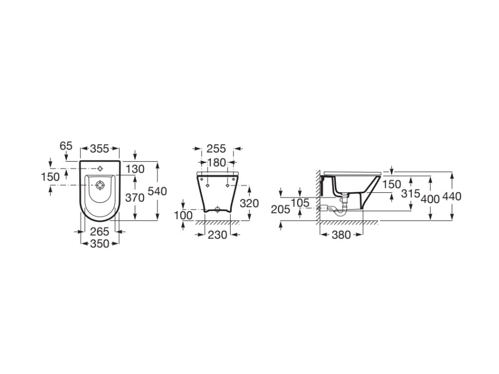 Roca - Bidé Gap round A3570N6000 suspendido sin tapa con fijaciones ocultas