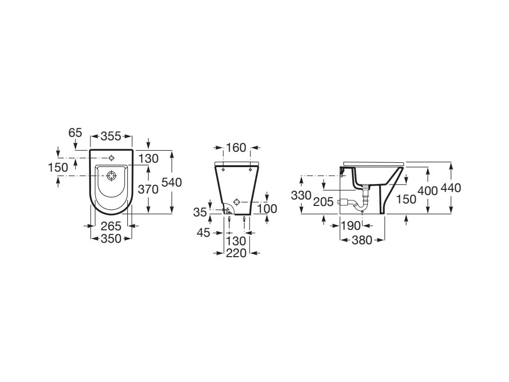 Roca - Bidé Gap round A3570N7000 adosado sin tapa con fijaciones ocultas