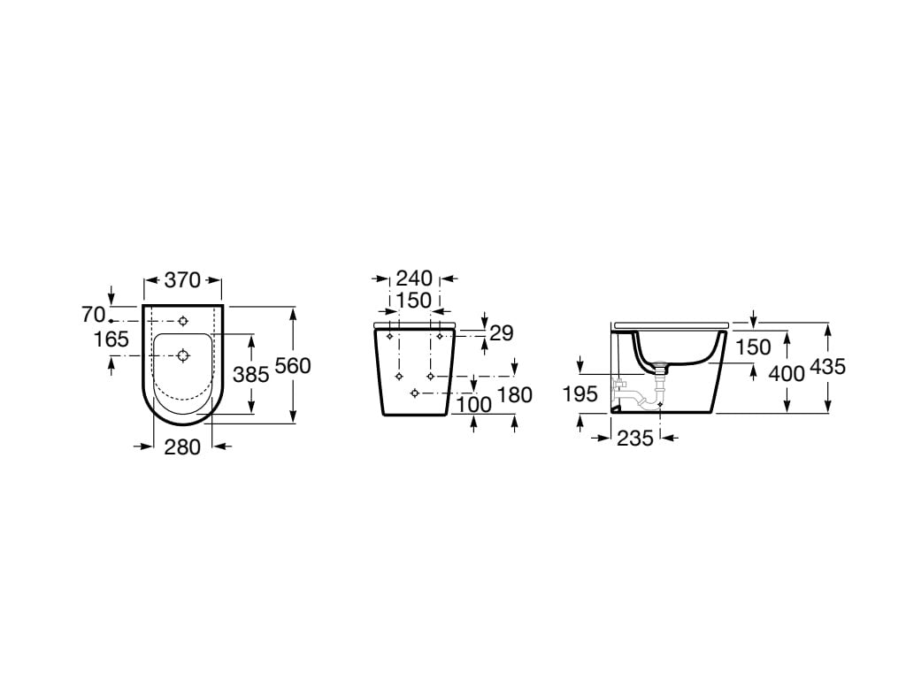 Roca - Bidé Inspira round A357527660 adosado sin tapa