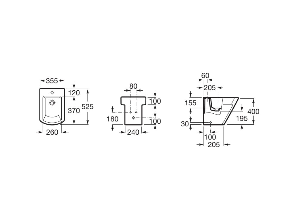 Roca - Bidé Hall A357624000 compacto adosado sin tapa