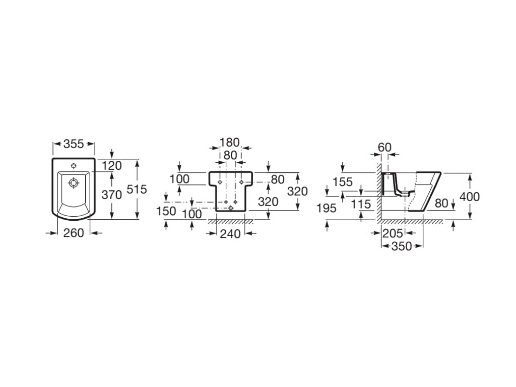 Roca - Bidé Hall A357625000 suspendido compacto sin tapa