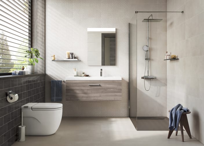 Roca - Plato de duche Aquos extraplano de STONEX® Perla