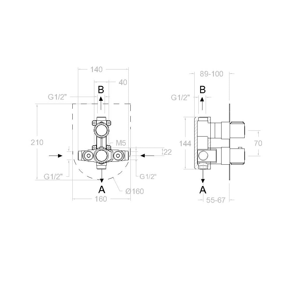 Ramon Soler - Grifo de ducha empotrado termostático 2 vías Urban Chic con placa metálica ultraslim negro mate