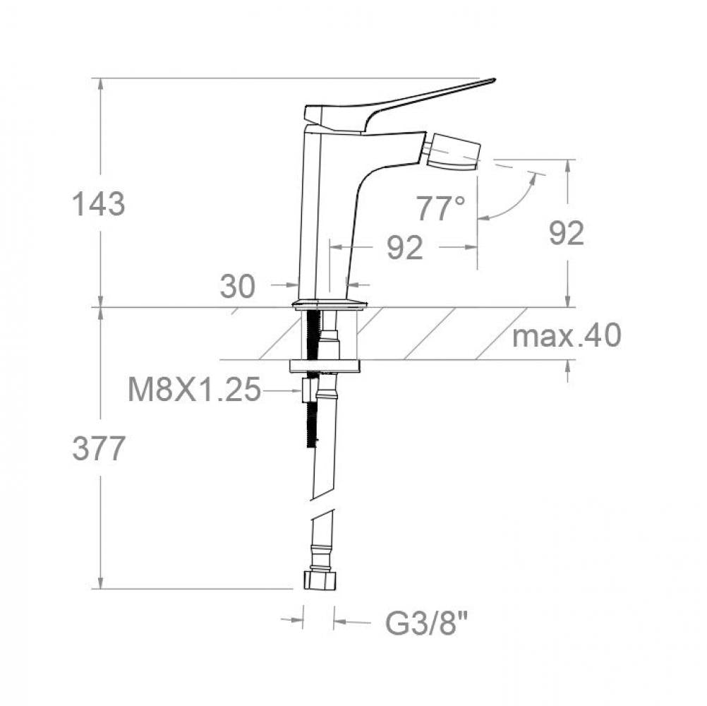 Ramon Soler - Grifo de bidé monocomando Prisma negro mate