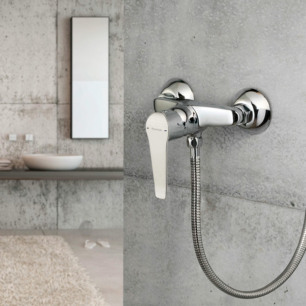 Ramon Soler - Ypsilon Plus, mitigeur de douche monocommande avec ensemble de douche, chromé