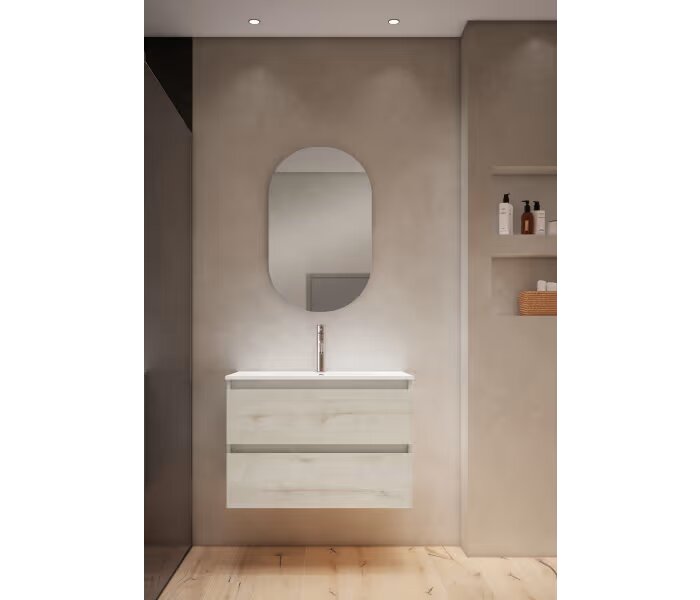 Conjunto mueble de baño Box Viso Bath suspendido 2 cajones con lavabo - BricoandPool