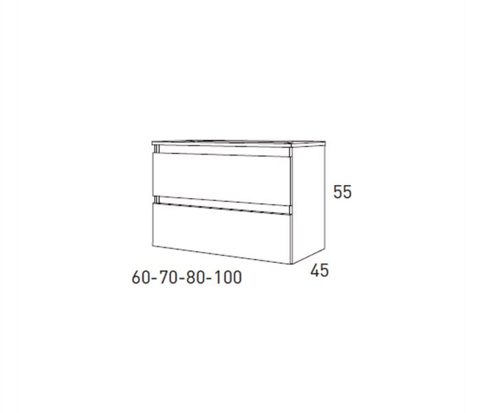 Conjunto mueble de baño Box Viso Bath suspendido 2 cajones con lavabo - BricoandPool