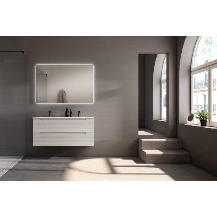 Conjunto mueble de baño de Visobath Kyoto japandi 120 cm, 2 cajones, suspendido con lavabo doble seno - BricoandPool