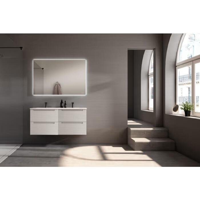 Conjunto mueble de baño de Visobath Kyoto japandi 120 cm, 4 cajones, suspendido con lavabo de doble seno - BricoandPool