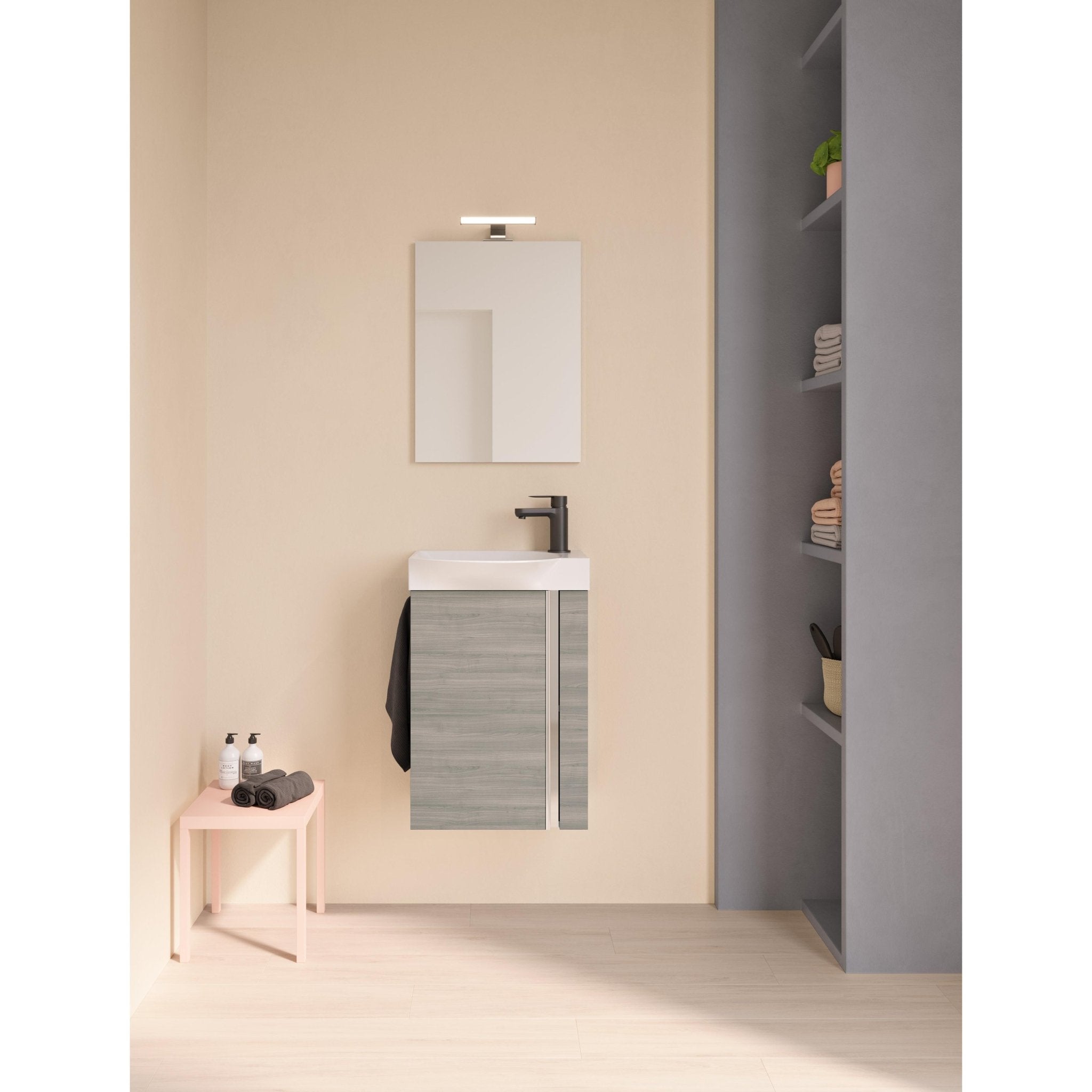 Conjunto mueble de baño fondo reducido 34 cm Elegance Royo - BricoandPool