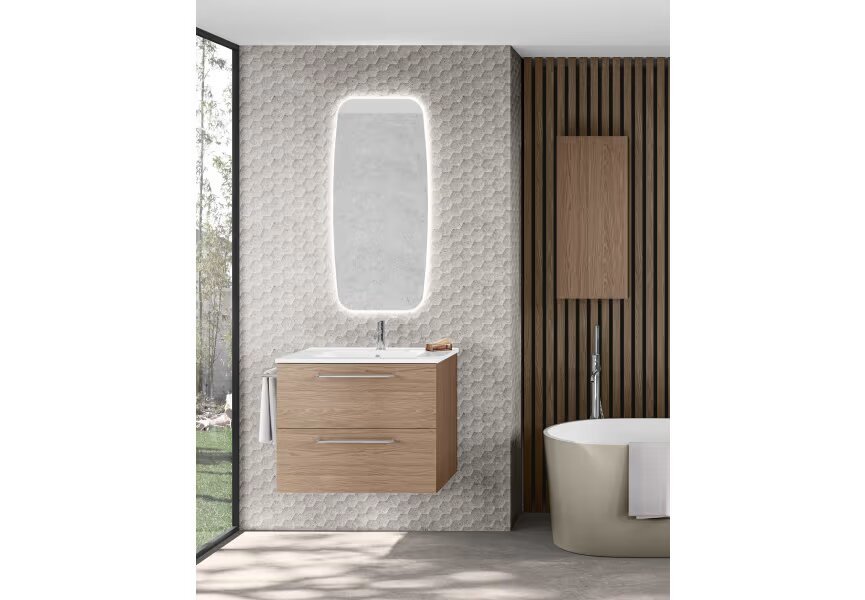Conjunto mueble de baño Nisy Royo 2 cajones, suspendido con lavabo - BricoandPool