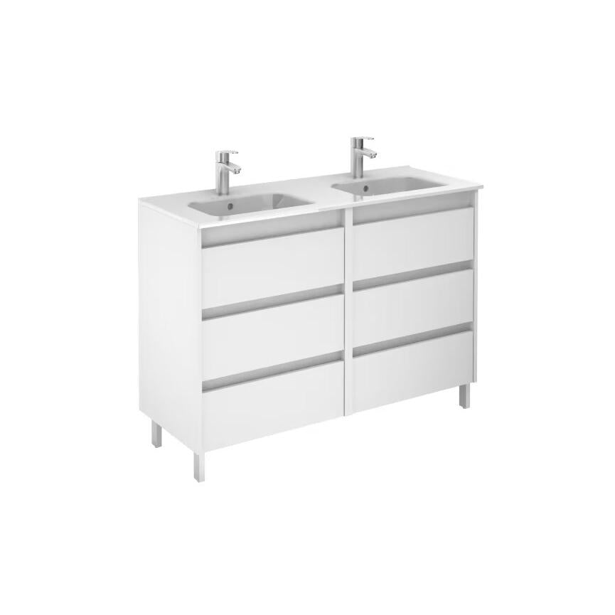 Conjunto mueble de baño Sansa Royo 120 cm, 6 cajones con patas y lavabo doble - BricoandPool