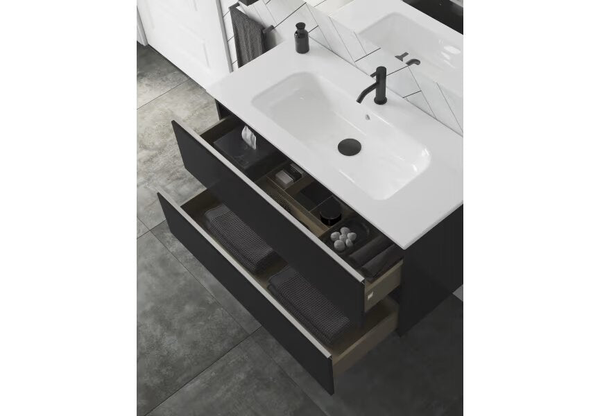 Conjunto mueble de baño Vida Royo 2 cajones, suspendido con tirador - BricoandPool