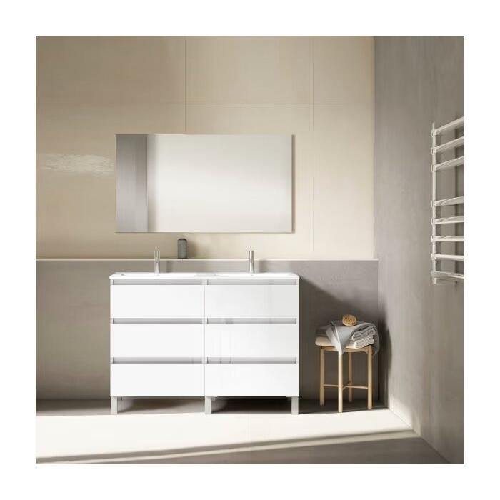 Conjunto mueble de baño Viso Bath Box 6 cajones, con patas con lavabo dos pozas - BricoandPool