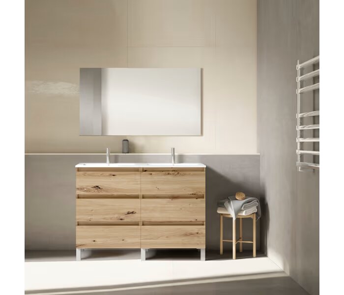 Conjunto mueble de baño Viso Bath Box 6 cajones, con patas con lavabo dos pozas - BricoandPool