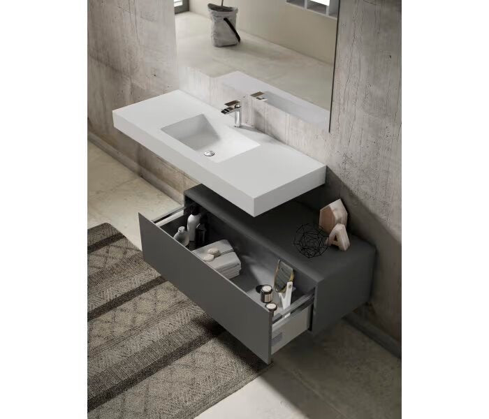 Conjunto mueble de baño Viso Bath con lavabo Solid y cajonera Nomad 1 cajón, suspendido - BricoandPool