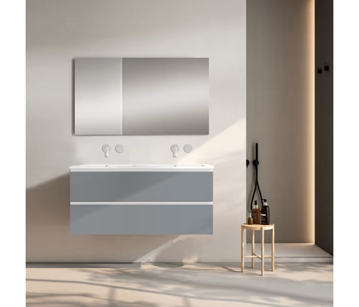 Conjunto mueble de baño Viso Bath Granada 120 cm, 2 cajones, suspendido con lavabo doble poza - BricoandPool