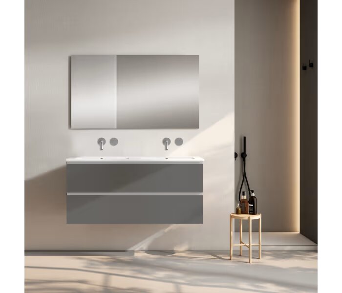Conjunto mueble de baño Viso Bath Granada 120 cm, 2 cajones, suspendido con lavabo doble poza - BricoandPool