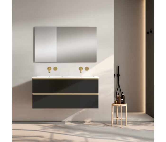 Conjunto mueble de baño Viso Bath Granada 120 cm, 2 cajones, suspendido con lavabo doble poza - BricoandPool