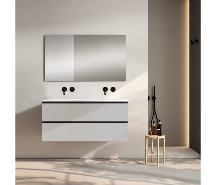 Conjunto mueble de baño Viso Bath Granada 120 cm, 2 cajones, suspendido con lavabo doble poza - BricoandPool