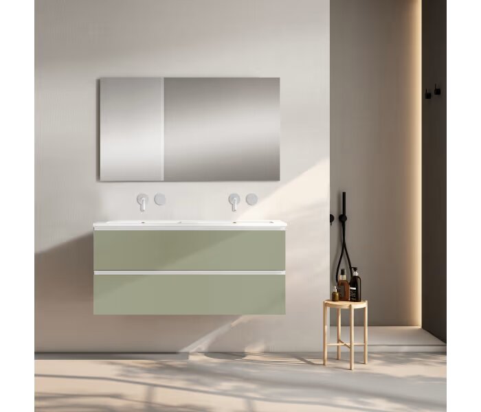 Conjunto mueble de baño Viso Bath Granada 120 cm, 2 cajones, suspendido con lavabo doble poza - BricoandPool
