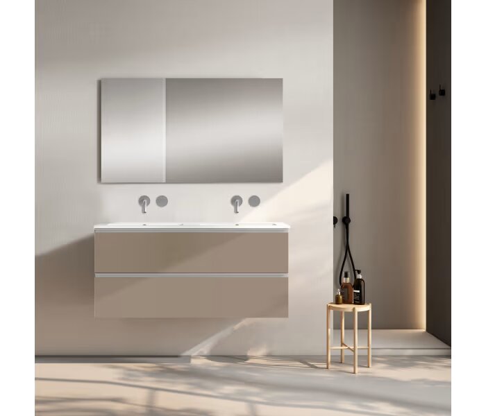 Conjunto mueble de baño Viso Bath Granada 120 cm, 2 cajones, suspendido con lavabo doble poza - BricoandPool