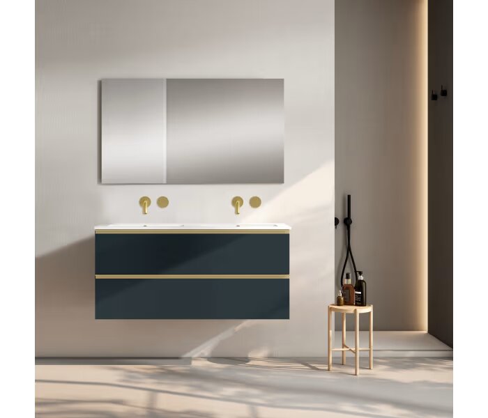 Conjunto mueble de baño Viso Bath Granada 120 cm, 2 cajones, suspendido con lavabo doble poza - BricoandPool