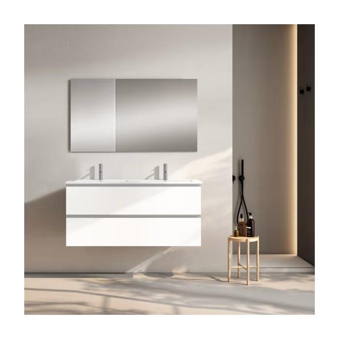 Conjunto mueble de baño Viso Bath Granada120 cm 2 cajones, suspendido, lavabo doble poza - BricoandPool