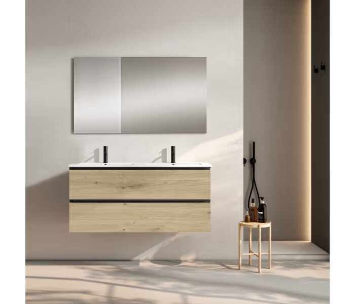 Conjunto mueble de baño Viso Bath Granada120 cm 2 cajones, suspendido, lavabo doble poza - BricoandPool