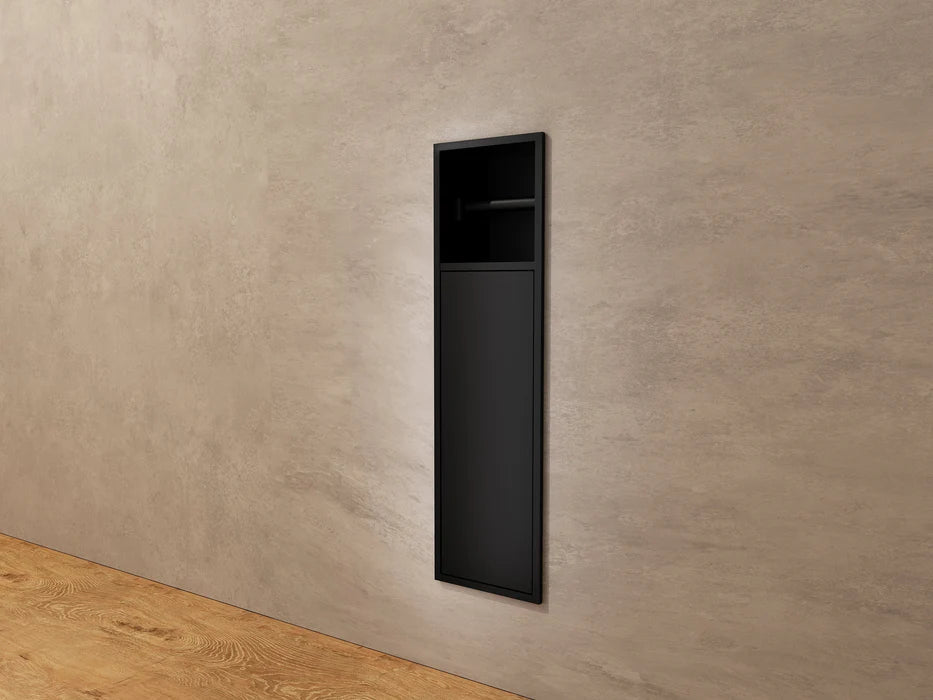 Imex - Hornacina Egean con puerta y portarrollos negro mate - BricoandPool