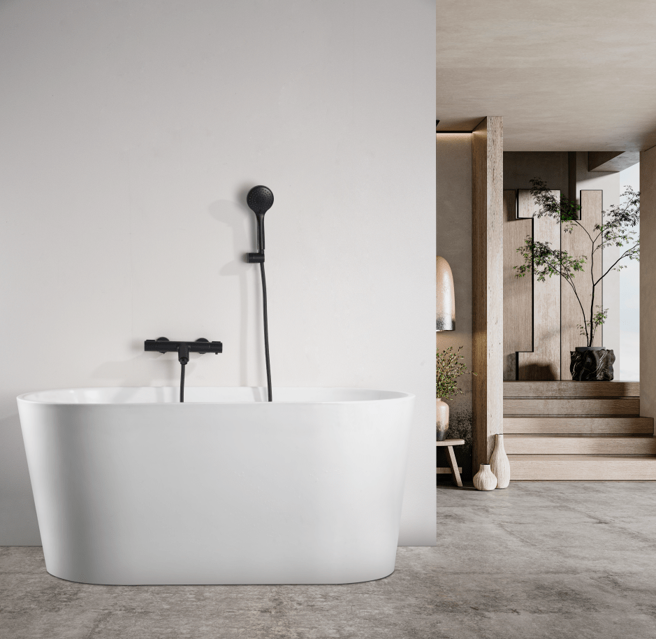 Imex - Kit baño/ducha termostático Eco - Kent negro mate - BricoandPool