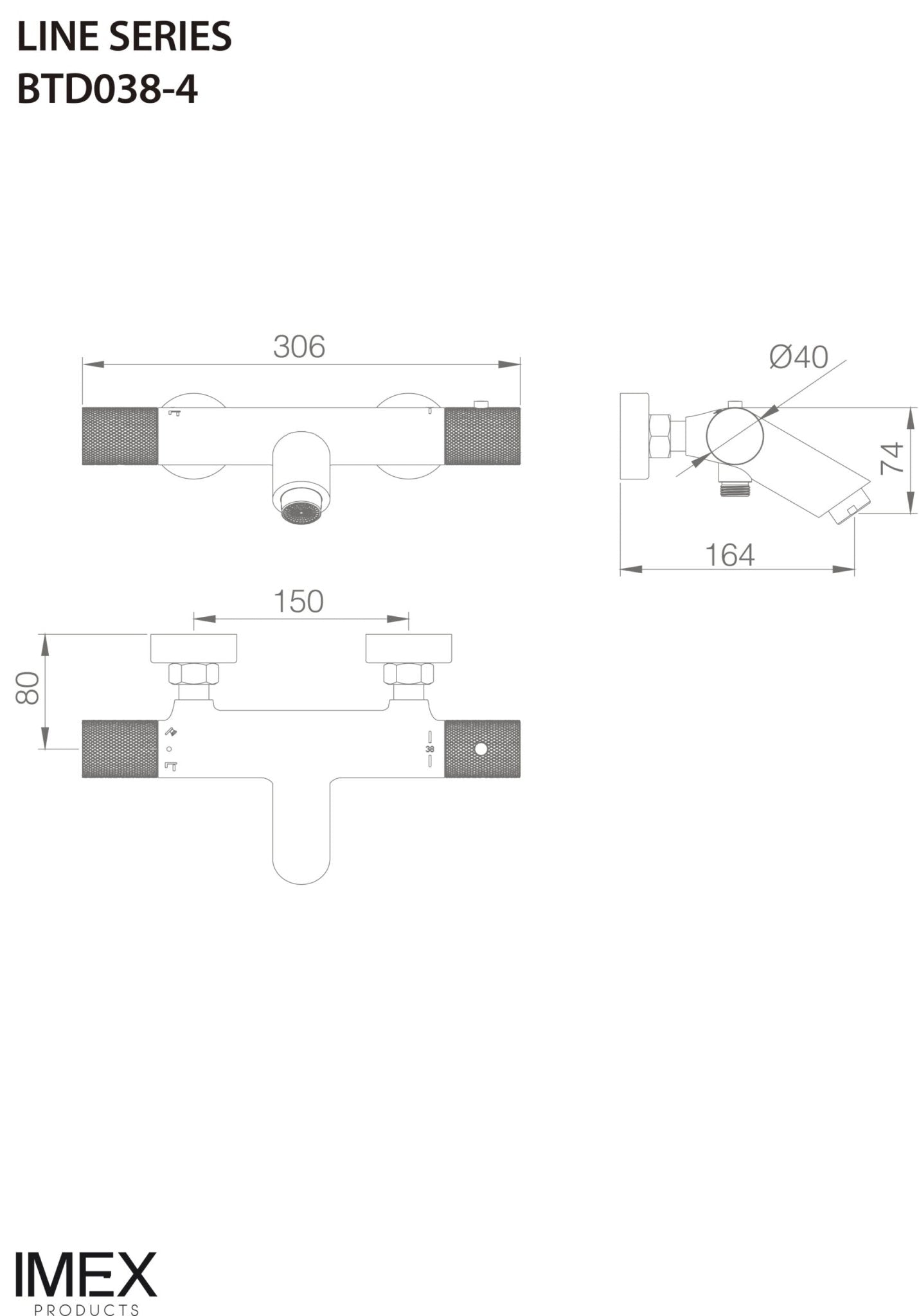 Imex - Line grifo de baño - ducha termostático oro cepillado - BricoandPool
