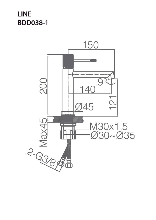 Imex – Line grifo monomando de lavabo negro mate - BricoandPool