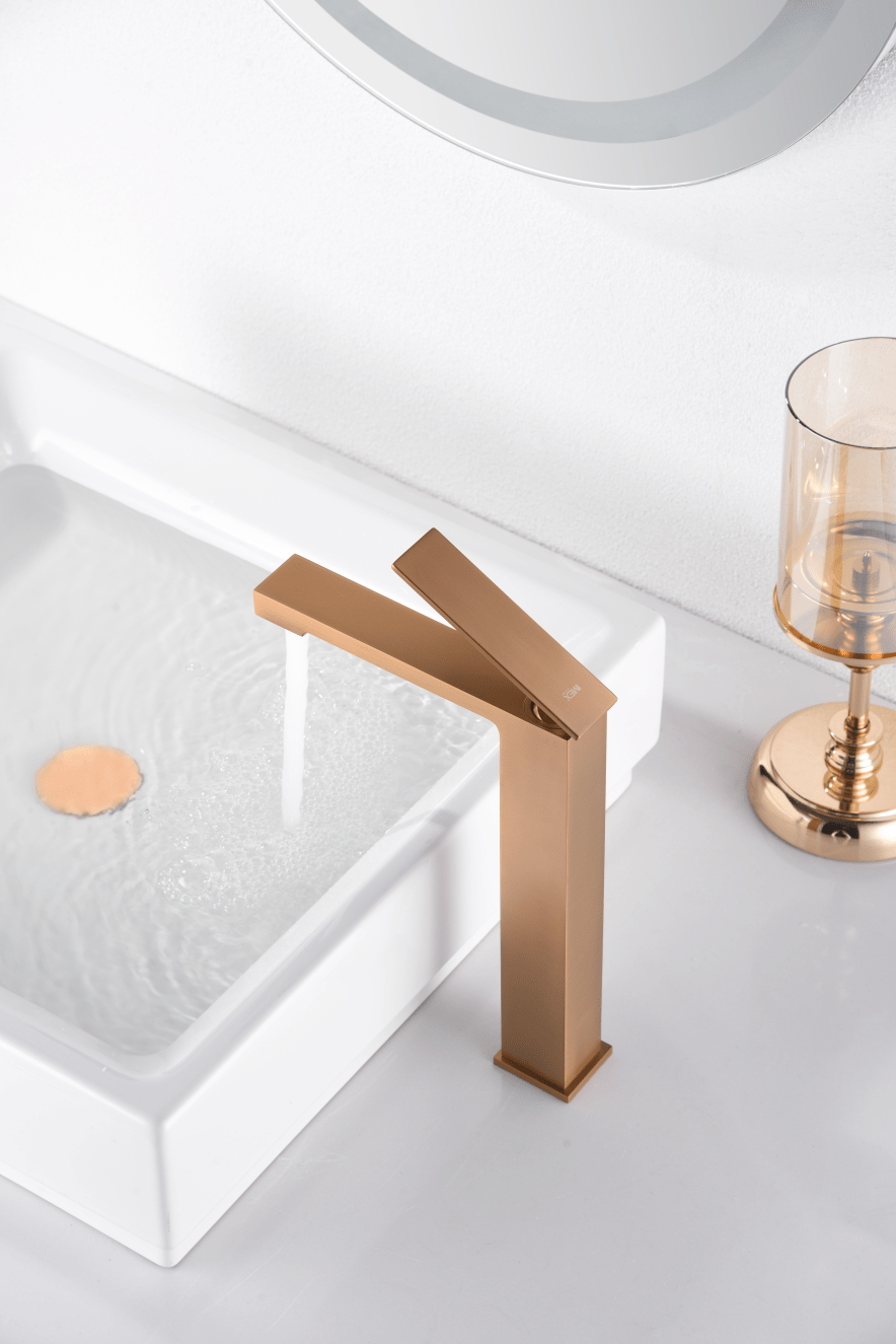 Imex - Monomando lavabo alto Pisa oro rosa cepillado - BricoandPool