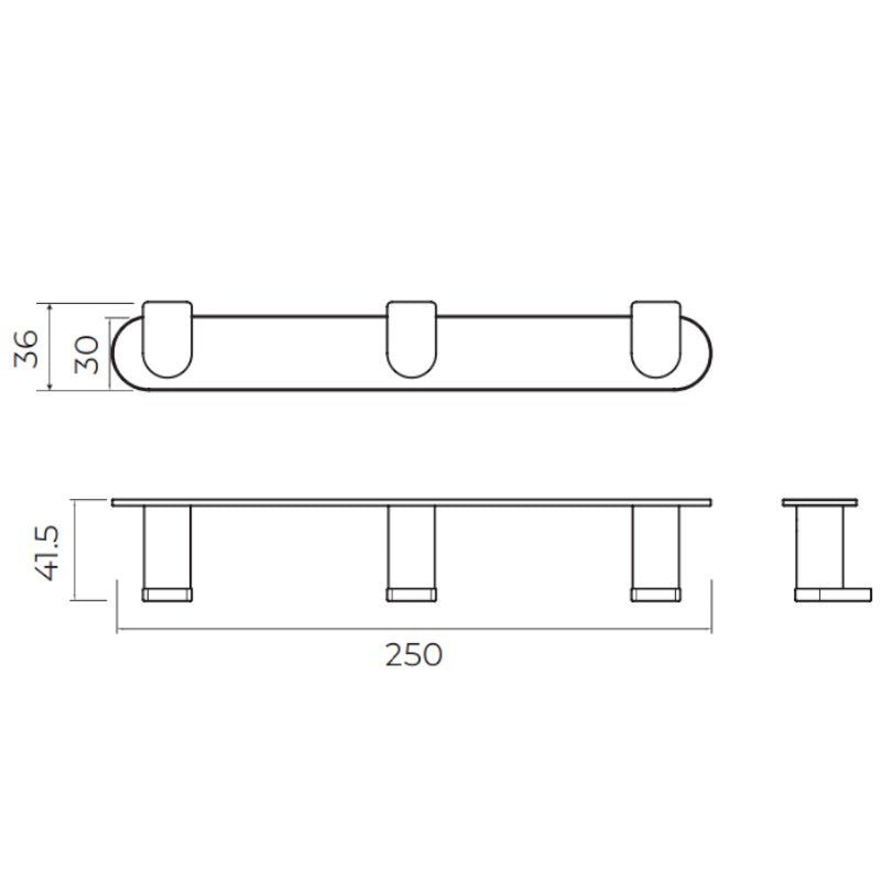 Imex - Percha triple Practic oro cepillado - BricoandPool