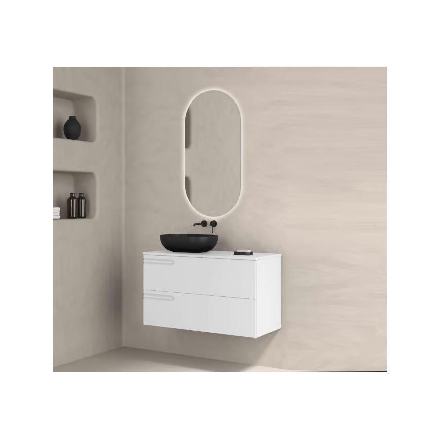 Mueble de baño con encimera de madera Econic Royo 2 cajones, suspendido - BricoandPool