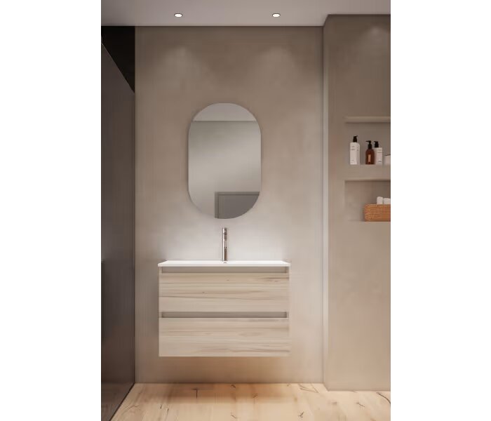Mueble de baño fondo reducido 39.5 cm de Viso Bath Box 2 cajones, suspendido - BricoandPool