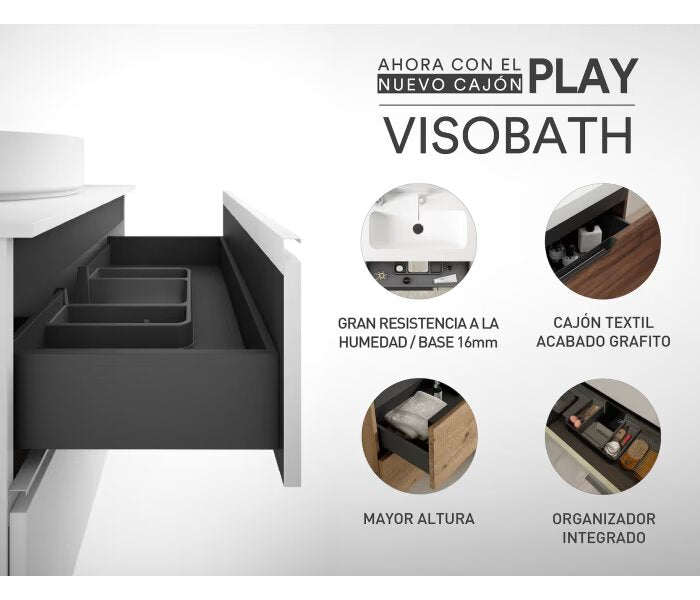 Mueble de baño fondo reducido 39.5 cm de Viso Bath Box 2 cajones, suspendido - BricoandPool