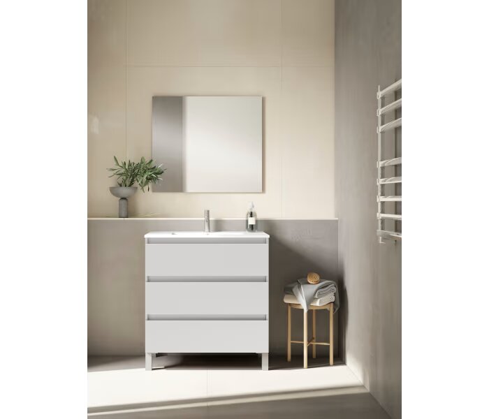 Mueble de baño fondo reducido 39.5 cm Viso Bath Box 3 cajones, con patas - BricoandPool