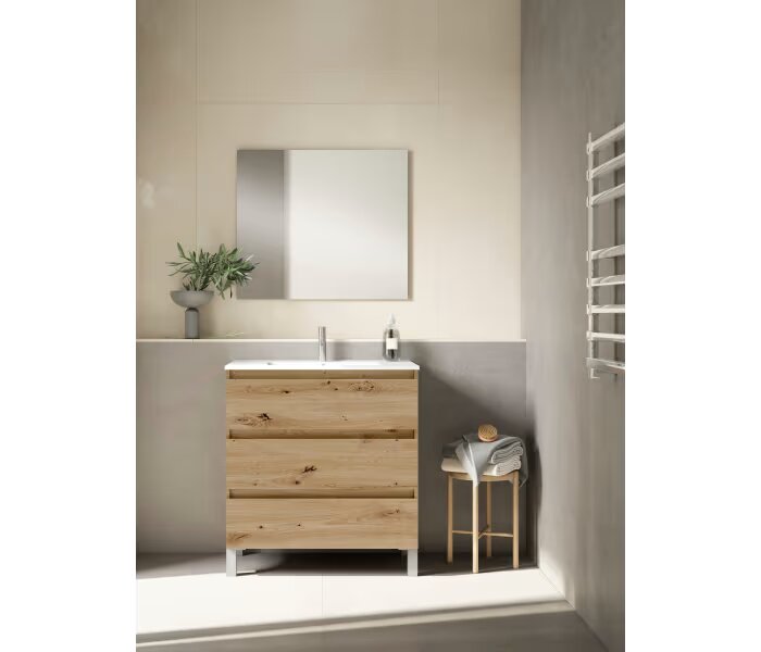 Mueble de baño fondo reducido 39.5 cm Viso Bath Box 3 cajones, con patas - BricoandPool