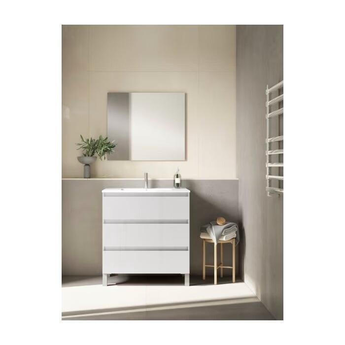 Mueble de baño fondo reducido 39.5 cm Viso Bath Box 3 cajones, con patas - BricoandPool
