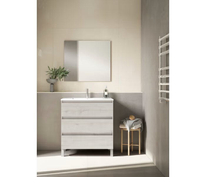 Mueble de baño fondo reducido 39.5 cm Viso Bath Box 3 cajones, con patas - BricoandPool