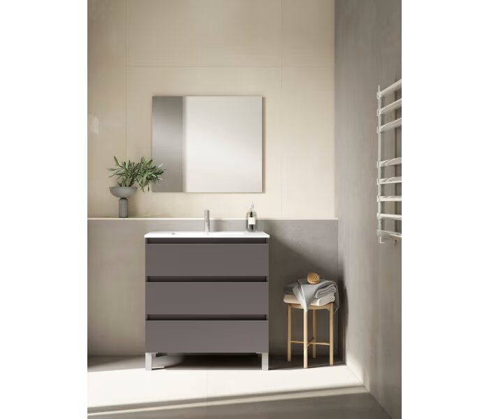 Mueble de baño fondo reducido 39.5 cm Viso Bath Box 3 cajones, con patas - BricoandPool